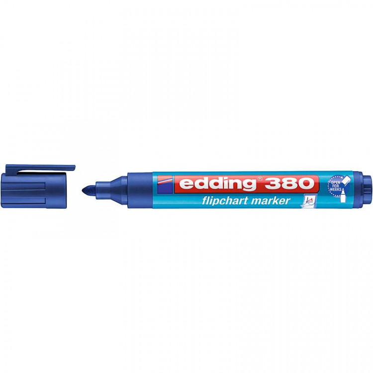 Маркер для флипчартов edding 380 Cap-off, круглый наконечник, 1.5-3 мм Синий по низкой цене оптом 