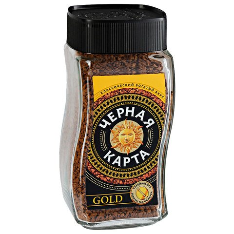 Кофе растворимый ЧЕРНАЯ КАРТА "Gold", сублимированный, 190 г, стеклянная банка по низкой цене оптом 