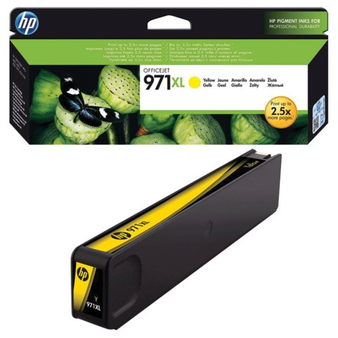 Картридж струйный HP (CN628AE) OfficeJet Pro X576/476/451/551, №971XL, желтый, оригинальный, ресурс 6600 страниц по низкой цене оптом 