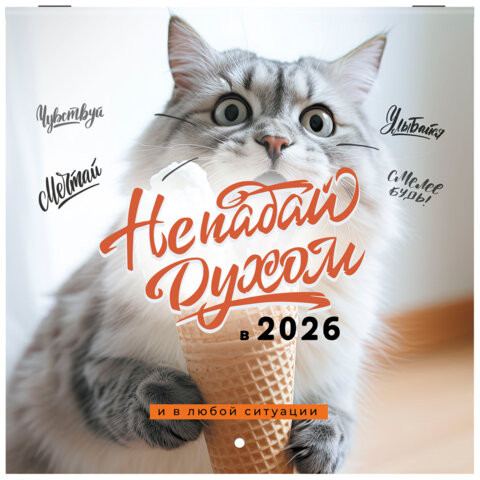 Календарь настенный перекидной 2026г, BRAUBERG, 12 листов, 21,3х21,3см, МИНИ, Не падай духом, 116942 по низкой цене оптом 