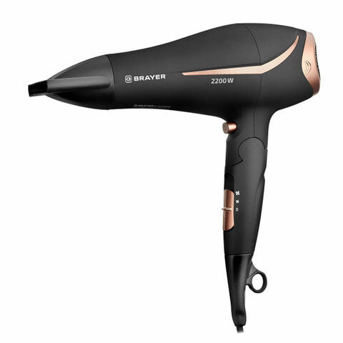 Фен BRAYER BR3000BN, 2200 Вт, 2 скорости, 3 температурных режима, складная ручка, черный по низкой цене оптом 
