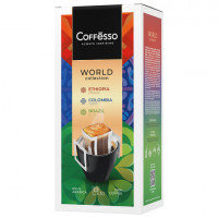 Кофе в дрип-пакетах COFFESSO "WORLD COLLECTION" ассорти 3 вкуса, НАБОР 30 шт, арабика, 102868