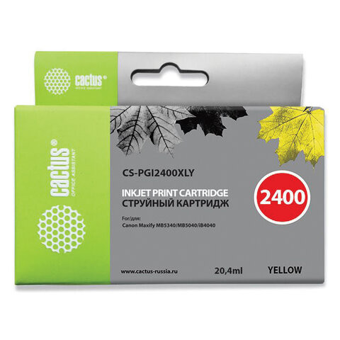 Картридж струйный CACTUS (CS-PGI2400XLY) для CANON iB4040/MB5040/MB5340, желтый по низкой цене оптом 
