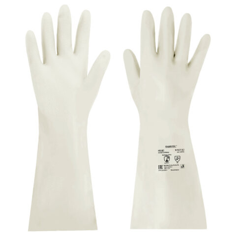Перчатки нитриловые КЩС EXTRA STRONG химически устойчивые, белые, размер 9-9,5, L (большой), RABBITEX (РАББИТЕКС), 700916 по низкой цене оптом 