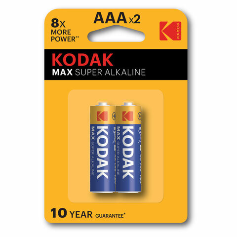 Батарейки алкалиновые "мизинчиковые" КОМПЛЕКТ 2 шт KODAK Max Super Alkaline, ААА (LR0, Б0005132 по низкой цене оптом 