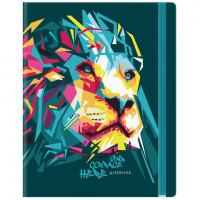 Дневник 1-11 класс 48л, кожзам (твердая), печать, резинка, BRAUBERG, "Bright Lion", 106577