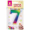 Свеча-цифра для торта "7" "Радужная", 9 см, ЗОЛОТАЯ СКАЗКА, с держателем, в блистере, 591440 по низкой цене оптом 