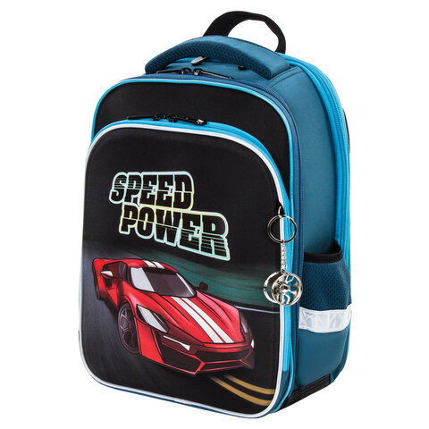 Ранец BRAUBERG QUADRO, 3 отделения, с брелком, "Speed power", 37х28х18 см, 229955 по низкой цене оптом 