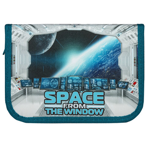 Пенал ПИФАГОР, 1 отделение, 1 откидная планка, полиэстер, 19х13 см, "Space", 271017 по низкой цене оптом 