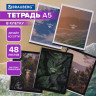 Тетрадь А5, 48 л., BRAUBERG, скоба, клетка, матовая ламинация, Природа, (микс в спайке), 405337 по низкой цене оптом 
