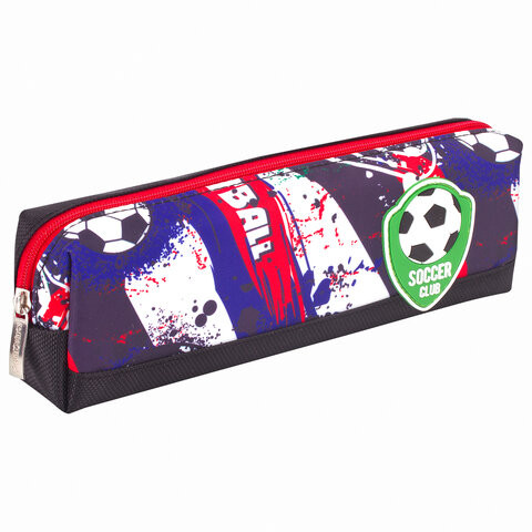 Пенал ЮНЛАНДИЯ, 1 отделение, полиэстер, "Football", черный, 19х4х6 см, 270269 по низкой цене оптом 