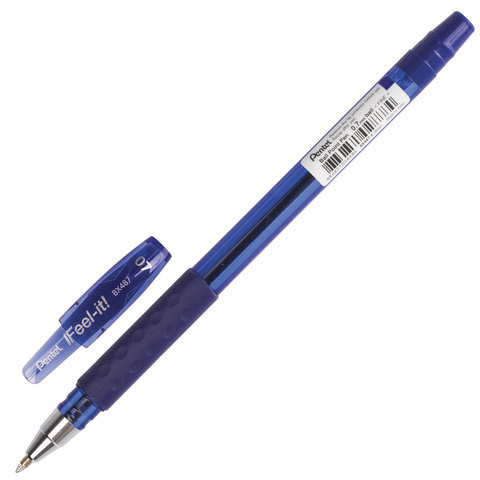 Ручка шариковая масляная с грипом PENTEL (Япония) "Feel It!", СИНЯЯ, трехгранная, узел 0,7 мм, линия письма 0,27 мм, BX487, BX487-C по низкой цене оптом 