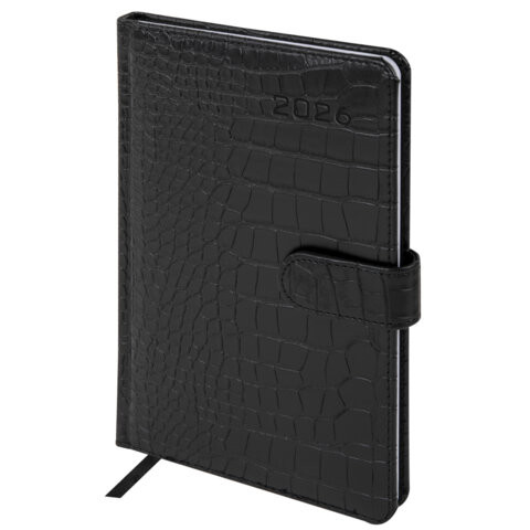 Еженедельник датированный 2026 А5 145х215мм BRAUBERG Party, под кожу, черный, 117180 по низкой цене оптом 