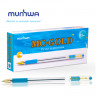 Ручка шариковая масляная с грипом MUNHWA "MC Gold", ГОЛУБАЯ, корпус прозрачный, узел 0,5 мм, линия письма 0,3 мм, BMC-12 по низкой цене оптом Краснодар, Москва, Уфа, Казань, Барнаул, Владивосток, Хабаровск, Сахалин, Красноярск, Екатеренбург, 