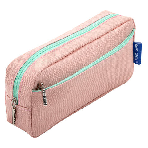 Пенал мягкий BRAUBERG PASTEL, 2 отделения, персиковый, 21х9,5х5см, 272274 по низкой цене оптом 
