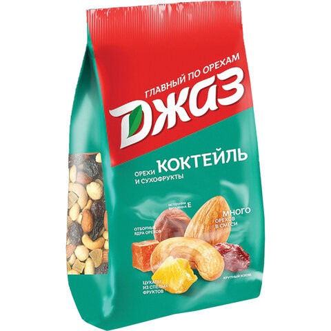 Орехи и сухофрукты ДЖАЗ "Коктейль", фундук, кешью, миндаль, папайя, ананас, изюм, 300 г, 76 по низкой цене оптом Краснодар, Москва, Уфа, Казань, Барнаул, Владивосток, Хабаровск, Сахалин, Красноярск, Екатеренбург, 