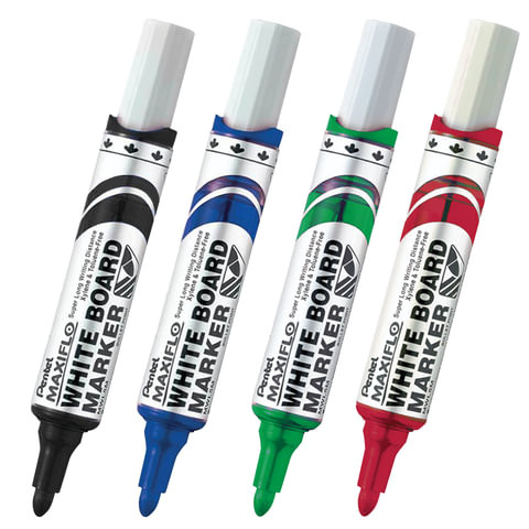 Набор для магнитно-маркерной доски (магнитный стиратель, 4 маркера), PENTEL (Япония) "MAXIFLO", MWL5S-4N по низкой цене оптом 