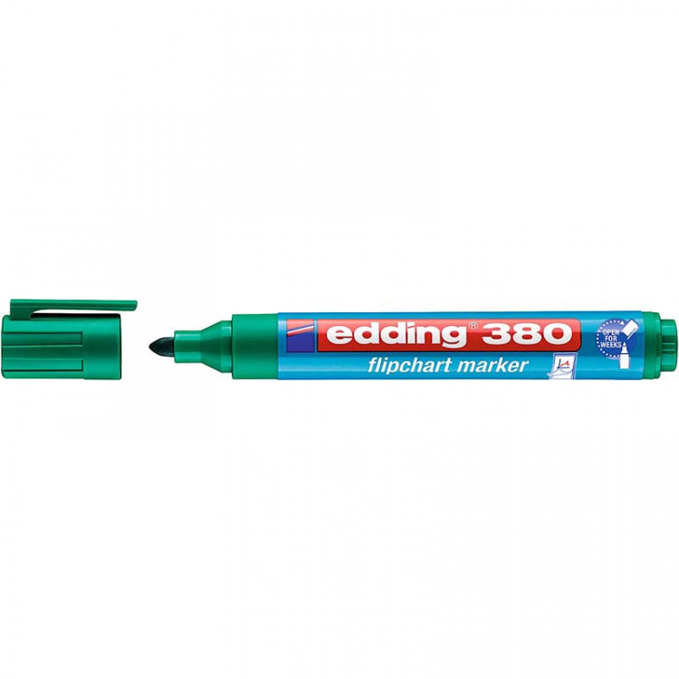 Маркер для флипчартов edding 380 Cap-off, круглый наконечник, 1.5-3 мм Зеленый по низкой цене оптом 