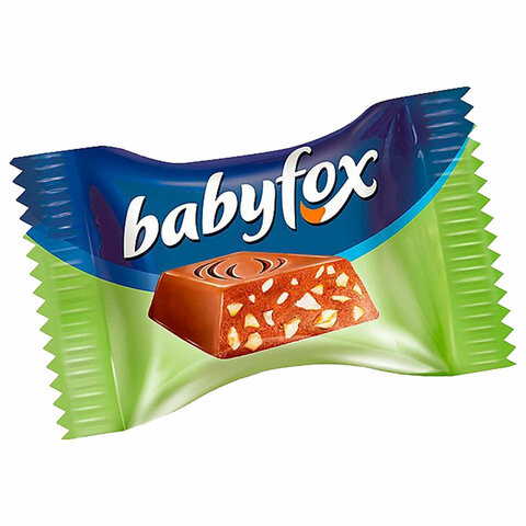 Конфеты шоколадные BABYFOX "mini" с фундуком в молочном шоколаде 500 г., КЕК806 по низкой цене оптом Краснодар, Москва, Уфа, Казань, Барнаул, Владивосток, Хабаровск, Сахалин, Красноярск, Екатеренбург, 