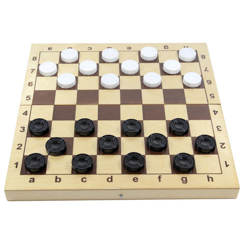 Игра настольная "Шашки", пластиковые фишки, деревянная доска 30х30, 10 КОРОЛЕВСТВО, 2862 по низкой цене оптом Краснодар, Москва, Уфа, Казань, Барнаул, Владивосток, Хабаровск, Сахалин, Красноярск, Екатеренбург, 