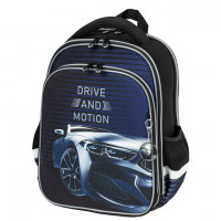 Ранец BRAUBERG QUADRO, 3 отделения, с брелком, "Sport car", LED ЛАМПОЧКИ, 37х28х18 см, 271359