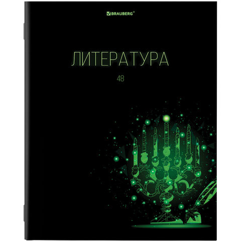 Тетрадь предметная "DARK" 48 л., глянцевый лак, ЛИТЕРАТУРА, линия, подсказ, BRAUBERG, 403974 по низкой цене оптом 