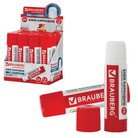 Клей-карандаш BRAUBERG, 25 г, 220871 по низкой цене оптом 