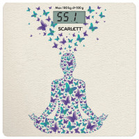 Весы напольные SCARLETT SC-BS33E098 "Йога", электронные, вес до 180 кг, квадрат, стекло, с рисунком