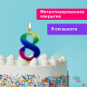 Свеча-цифра для торта "8" "Радужная", 9 см, ЗОЛОТАЯ СКАЗКА, с держателем, в блистере, 591441 по низкой цене оптом 