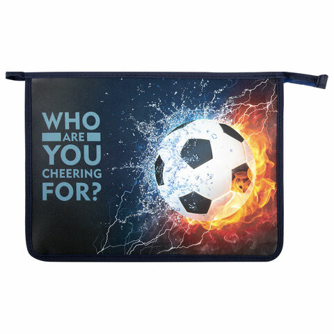 Папка для тетрадей ЮНЛАНДИЯ А4, 1 отделение, пластик, на молнии, "Football power", 271082 по низкой цене оптом 