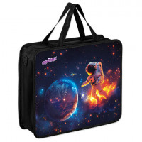 Папка на молнии с ручками ЮНЛАНДИЯ А4, 1 отделение, пластик, 80 мм, Space explorer, 273365