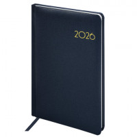 Еженедельник датированный 2026 А5 145х215мм BRAUBERG Select, балакрон, темно-синий, 117181