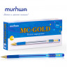 Ручка шариковая масляная с грипом MUNHWA "MC Gold", СИНЯЯ, корпус тонированный синий, узел 0,7 мм, линия письма 0,5 мм, BMC07-02 по низкой цене оптом Краснодар, Москва, Уфа, Казань, Барнаул, Владивосток, Хабаровск, Сахалин, Красноярск, Екатеренбург, 