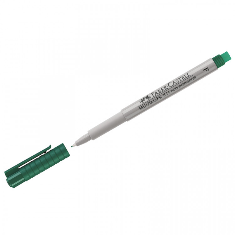 Маркер неперм. для глянц. пов. Faber-Castell "Multimark non permanent" F, зеленый, пулев., 0,6мм, с ластиком по низкой цене оптом 