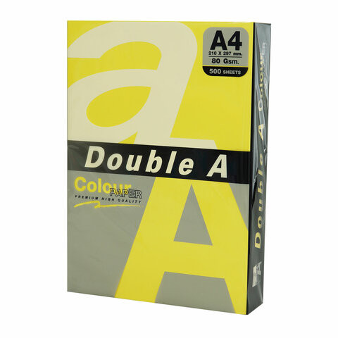 Бумага цветная DOUBLE A, А4, 80г/м2, 500 л, интенсив, желтая, ш/к 31972 по низкой цене оптом 