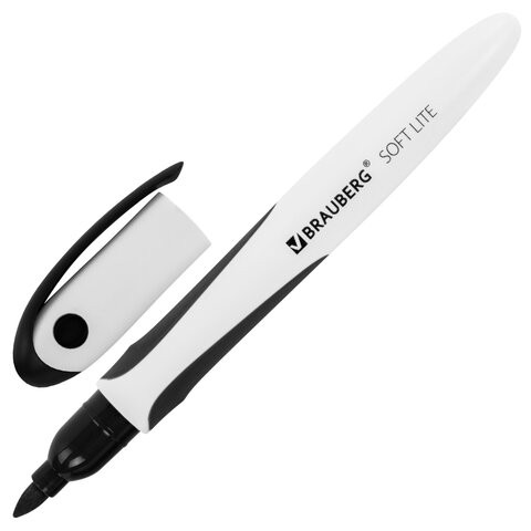 Маркер стираемый для белой доски ЧЕРНЫЙ, BRAUBERG "SOFT LITE", 3 мм, резиновая вставка, 152103 по низкой цене оптом Краснодар, Москва, Уфа, Казань, Барнаул, Владивосток, Хабаровск, Сахалин, Красноярск, Екатеренбург, 