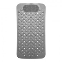 Коврик для ванны противоскользящий с теркой для ступней 68х36см, серый, ПВХ, присоски, PRIMILA, 700389