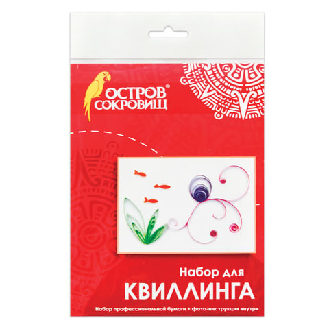 Набор для квиллинга детский, 4 цвета, 28 полос, с эскизом, "Осьминог", ОСТРОВ СОКРОВИЩ, 661117 по низкой цене оптом 