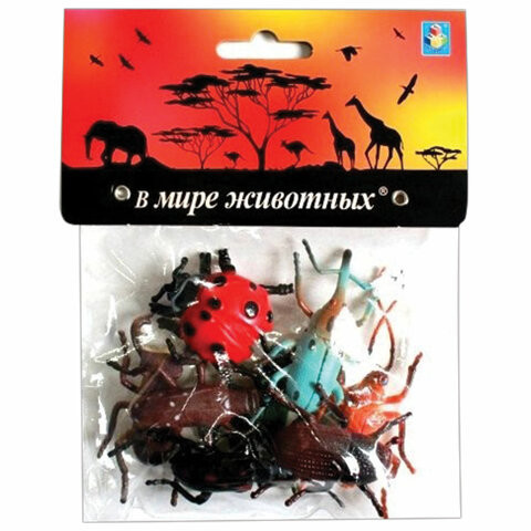 Набор фигурок "В мире животных" "Насекомые", 8 шт., 5 см, 1TOY, Т10499 по низкой цене оптом Краснодар, Москва, Уфа, Казань, Барнаул, Владивосток, Хабаровск, Сахалин, Красноярск, Екатеренбург, 