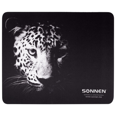 Коврик для мыши SONNEN "LEOPARD", резина + ткань, 220х180х3 мм, 513314 по низкой цене оптом Краснодар, Москва, Уфа, Казань, Барнаул, Владивосток, Хабаровск, Сахалин, Красноярск, Екатеренбург, 