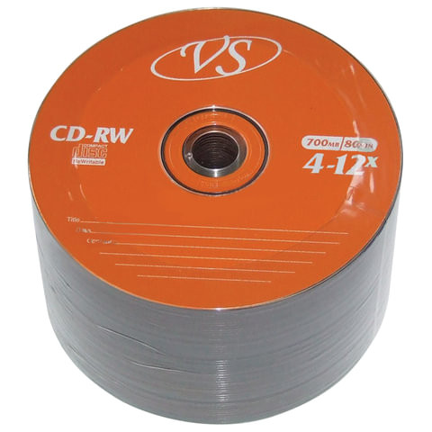Диски CD-RW VS 700 Mb 4-12x, КОМПЛЕКТ 50 шт., Bulk, VSCDRWB5001 по низкой цене оптом Краснодар, Москва, Уфа, Казань, Барнаул, Владивосток, Хабаровск, Сахалин, Красноярск, Екатеренбург, 