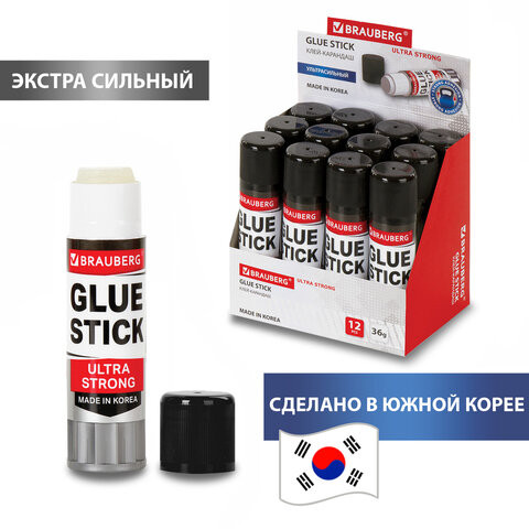 Клей-карандаш BRAUBERG ULTRA STRONG, УСИЛЕННАЯ ФОРМУЛА, 36 г, ЮЖНАЯ КОРЕЯ, 229546 по низкой цене оптом 