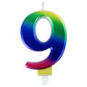 Свеча-цифра для торта "9" "Радужная", 9 см, ЗОЛОТАЯ СКАЗКА, с держателем, в блистере, 591442 по низкой цене оптом 