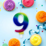 Свеча-цифра для торта "9" "Радужная", 9 см, ЗОЛОТАЯ СКАЗКА, с держателем, в блистере, 591442 по низкой цене оптом 
