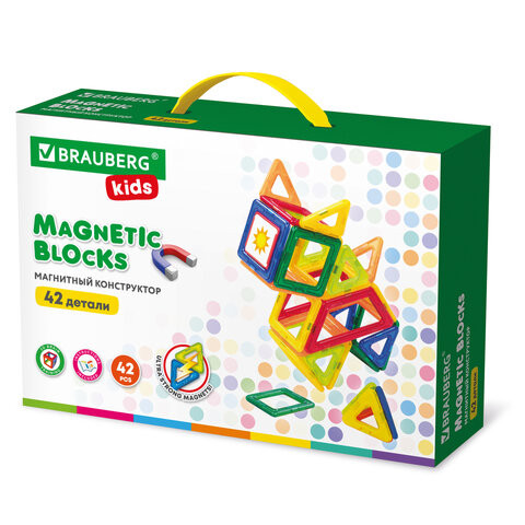 Магнитный конструктор BIG MAGNETIC BLOCKS-42, 42 детали, BRAUBERG KIDS, 663846 по низкой цене оптом Краснодар, Москва, Уфа, Казань, Барнаул, Владивосток, Хабаровск, Сахалин, Красноярск, Екатеренбург, 