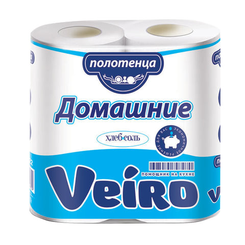 Полотенца бумажные бытовые, спайка 2 шт., 2-х слойные (2х12,5 м), VEIRO "Домашние", белые, 3п22 по низкой цене оптом 