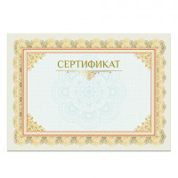Сертификат А4, горизонтальный бланк №2, мелованный картон, конгрев, тиснение фольгой, BRAUBERG, 128375