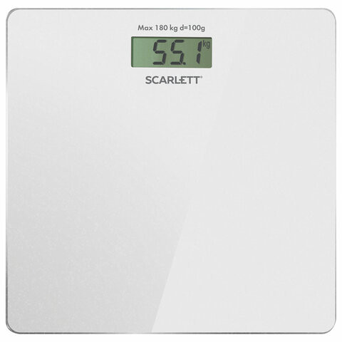 Весы напольные SCARLETT SC-BS33E107, электронные, вес до 180 кг, квадратные, стекло, белые по низкой цене оптом 