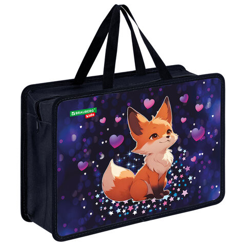 Папка на молнии с ручками BRAUBERG KIDS А4, 1 отделение, пластик, 100 мм, Fairy fox, 273375 по низкой цене оптом 