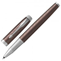 Ручка-роллер PARKER "IM Premium Brown CT", корпус коричневый с гравировкой, хромированные детали, черная, 1931678